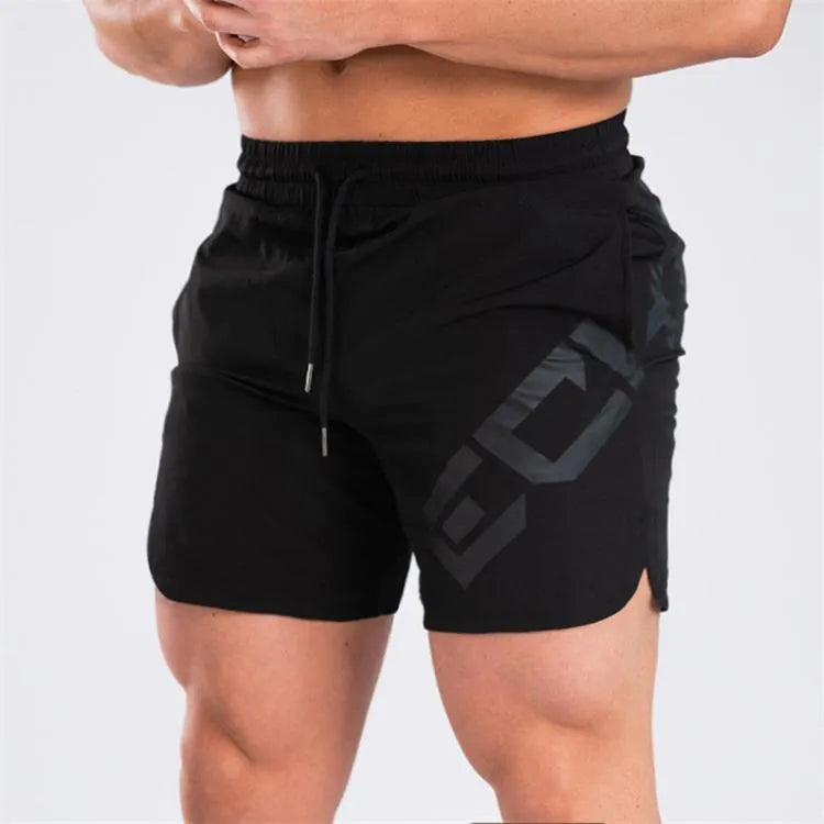Men's black knee-length running shorts with elastic waistband for summer training