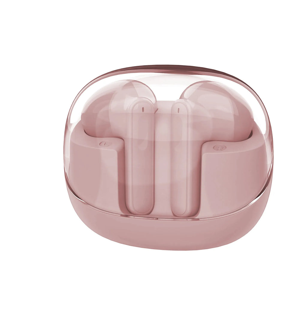 Wireless Bluetooth 5.3 transparent mini earbuds with 9D stereo sound, ergonomic fit, black colour