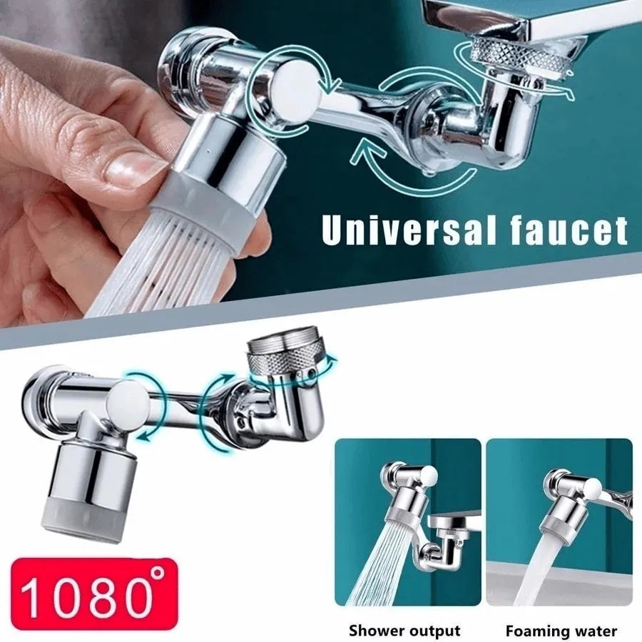 Swivel universal extension bubbler with 1080 degree rotation and two water modes in silver copper finish for faucet