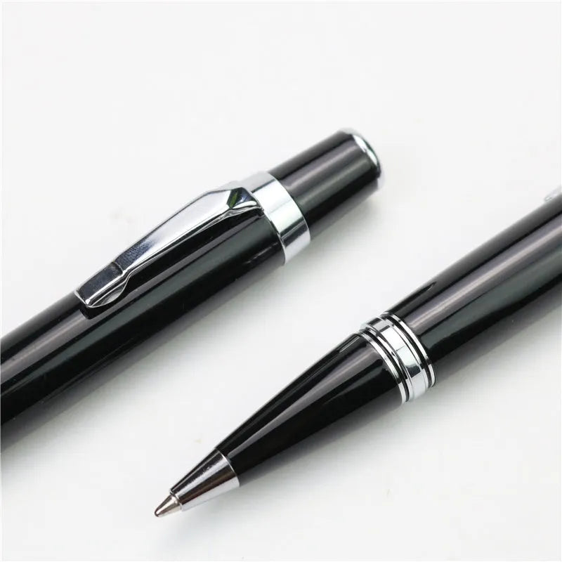 Full metal black pocket rollerball pen with 0.7mm refill and two spare refills