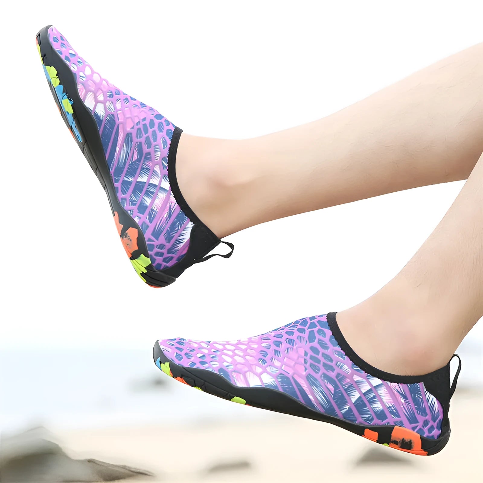Lycra elastic fabric beach wading shoes with EVA midsole in multiple colour options