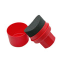 Car tyre polishing sponge brush with lid showing sponge options in black and red colours