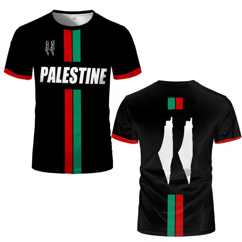 3D printed football T-shirt with raised pattern in black or white colours, showing half sleeve street fashion design
