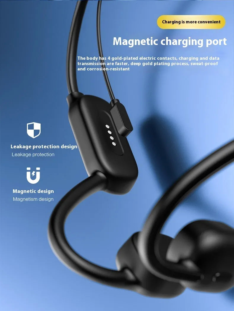 Swimming Bluetooth headset with bone conduction, 32GB memory, black and gray orange colour, hanging ear design