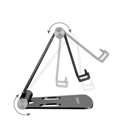 Aluminium alloy adjustable desktop stand for mobile phone and tablet, 105mm x 78mm x 14mm, 100g, dual-axis