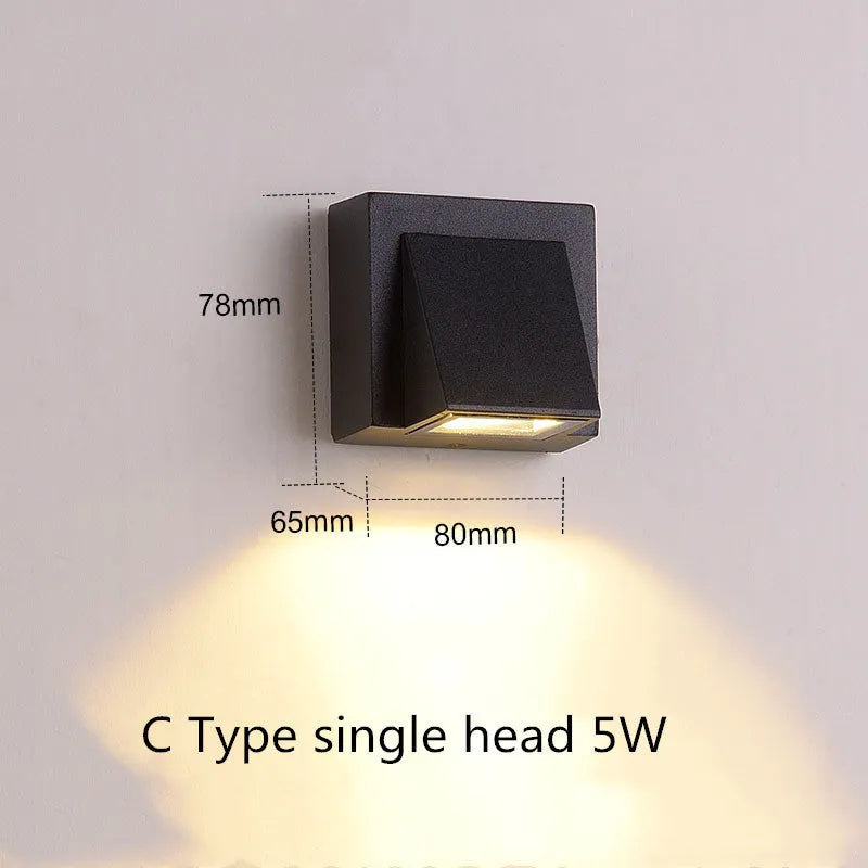 Villa outdoor balcony aisle LED waterproof wall lamp warm white 3000K 110lm 60 degree beam