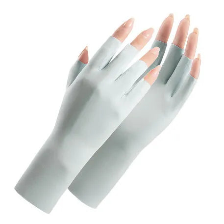 Women's thin ice silk sunscreen gloves with UPF50 UV protection in multiple colour options