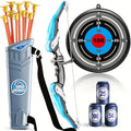 Children's bow and arrow set with detachable bow, target tube and light-up arrows in green or pink, ABS outdoor toy for ages 7-14