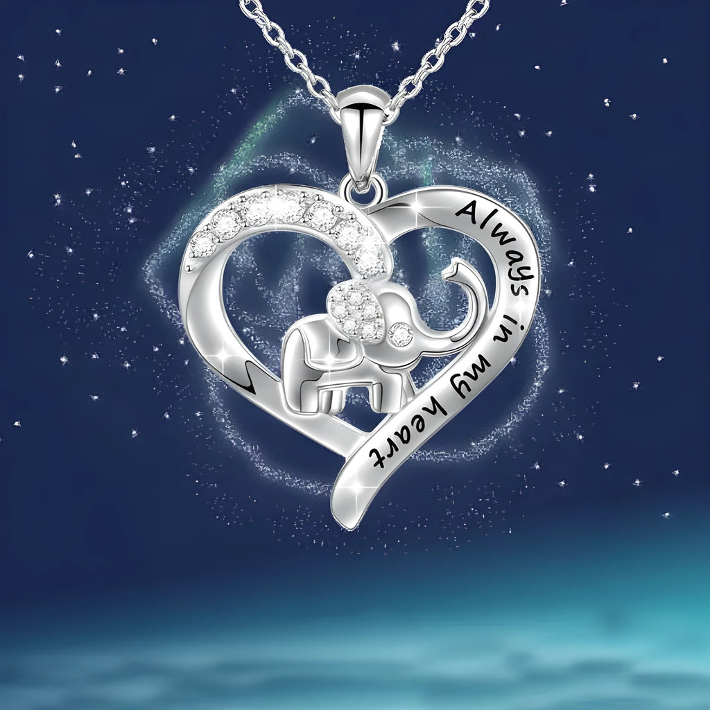 Silver alloy elephant pendant necklace with personalised letter, women's jewellery
