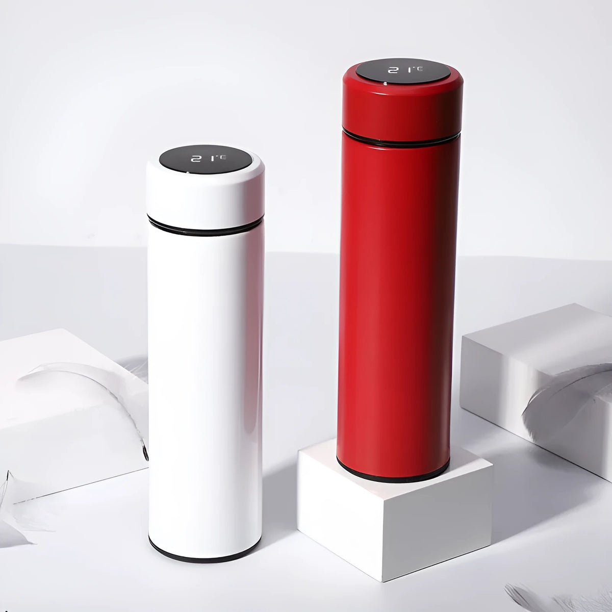Stainless steel vacuum flask with LED touch display, 304 inside and outside, 500ml or 450ml, sports straight cup