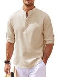 Men's stand collar button shirt with pineapple texture, loose fit polyester top in summer colours