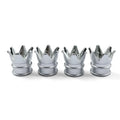 Set of four aluminium alloy tyre valve caps in assorted colours with shiny metal finish