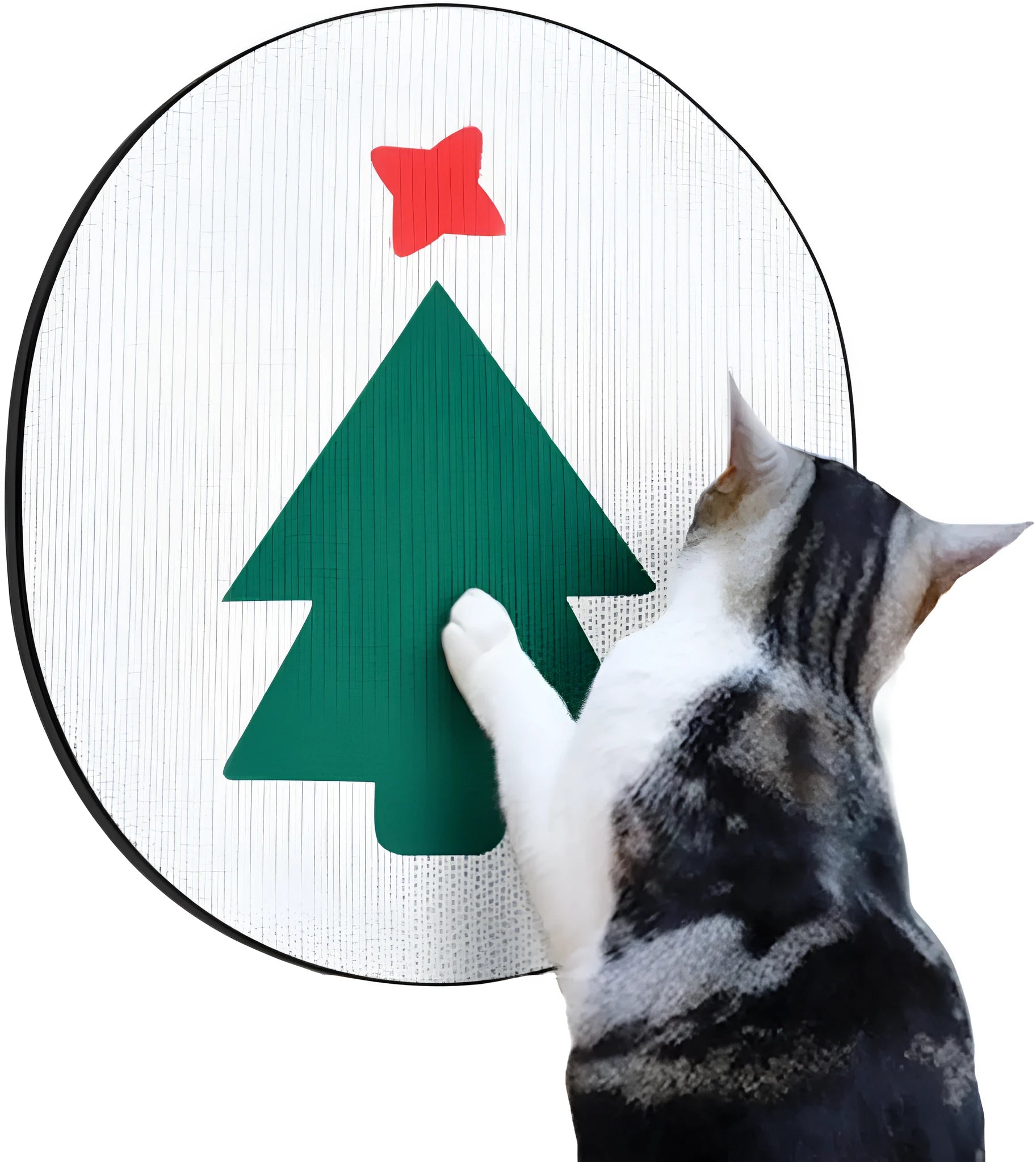 Vertical wall-mounted cat scratcher pad with corrugated cardboard surface measuring 35cm by 44cm