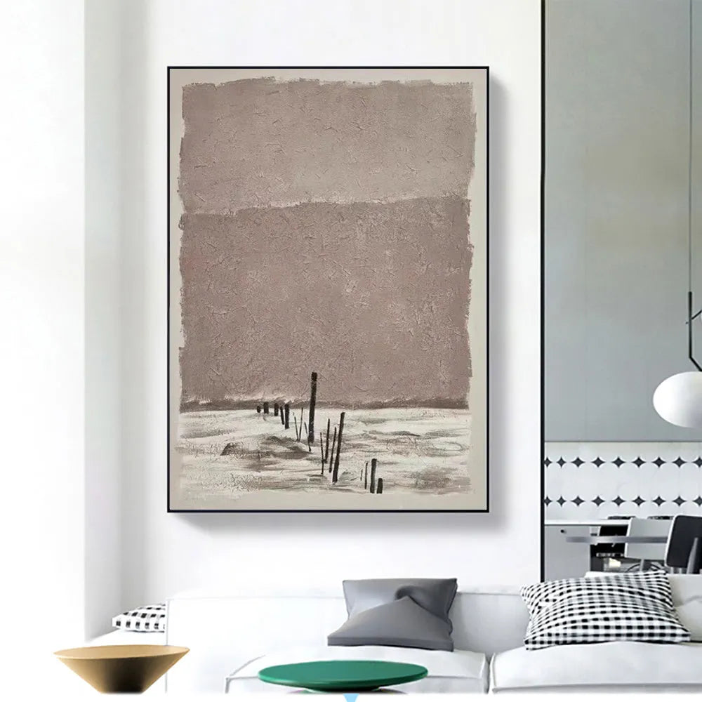 Handmade modern abstract oil painting on canvas, rolled frameless, with visible paint texture