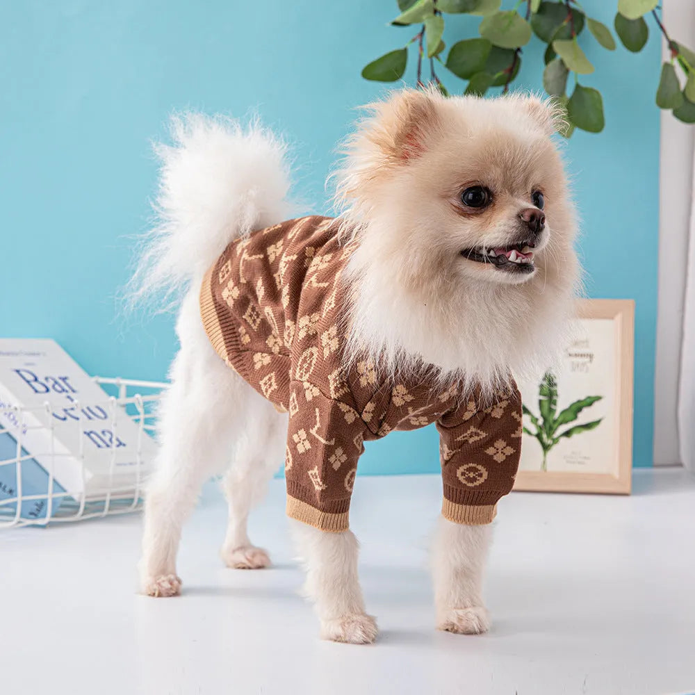 Wool dog sweater in monochrome and two-tone colours for autumn and winter wear