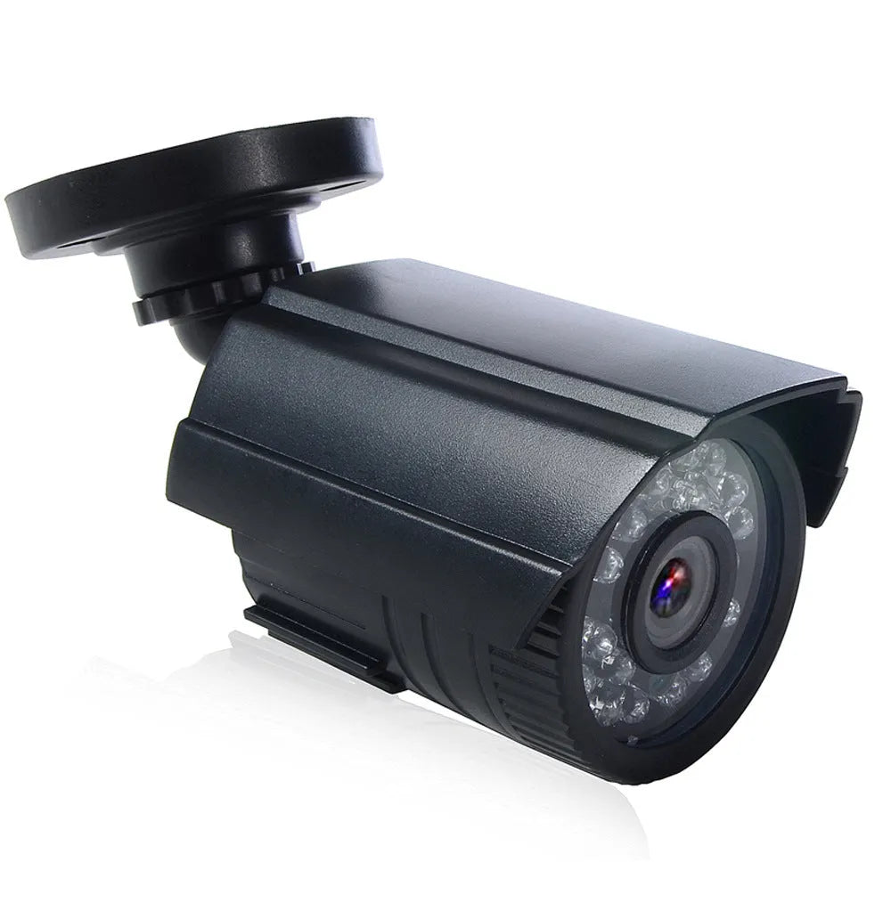 Black AHD HD waterproof security camera with a fixed lens on an ABS plastic housing.