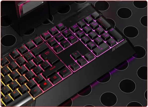 Backlit USB wired keyboard and mouse set, 104 keys, black mixed light, 1.60 m cable
