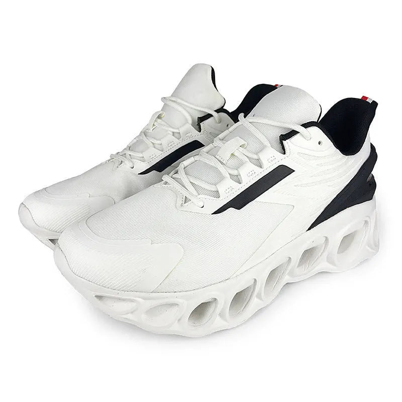 Men's low-top casual sports shoes in mesh with lace-up front and EVA sole, shown in black colour.