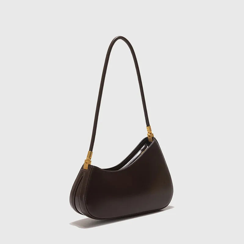 Women's oval PU leather underarm bag with shoulder strap in multiple colour options
