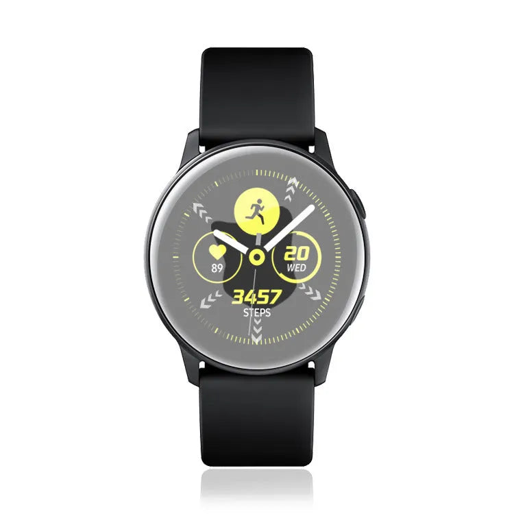 Transparent tempered glass screen protector for Samsung Galaxy Watch Active full display.