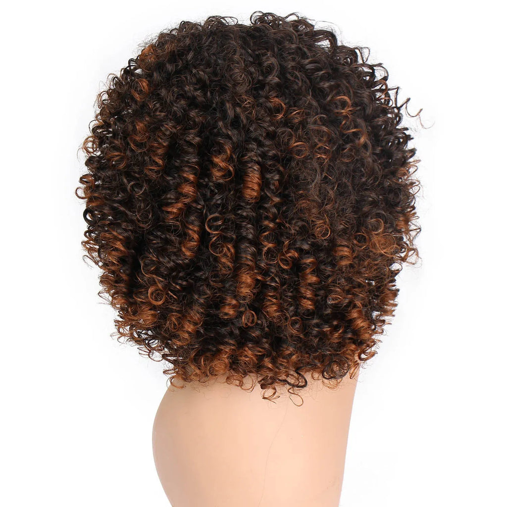 Chemical fibre high temperature silk full mechanism wig 16 inch brown colour with backing paper