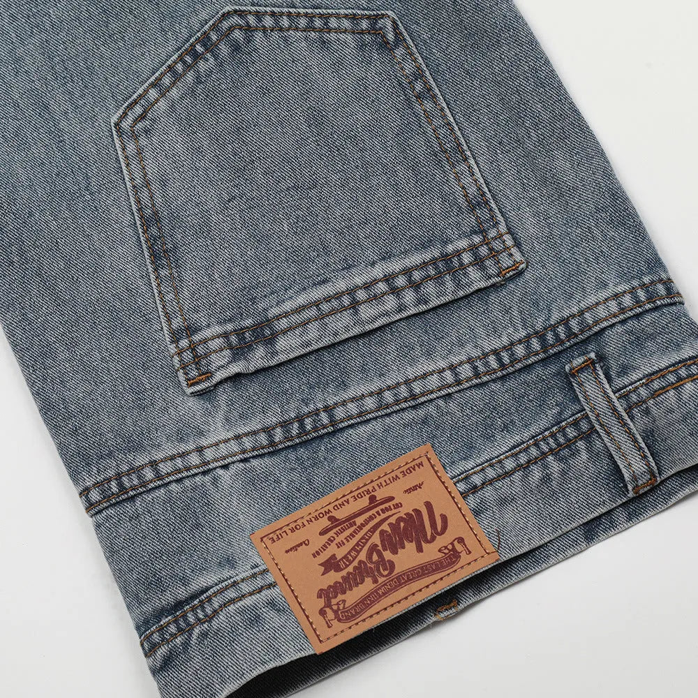 Men's blue cotton denim reverse wear jeans with mid-waist cut, size range S to XXL