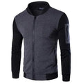 Men's patchwork sleeve jacket with zip front in black, gray, or PU gray, sizes M to XXXL
