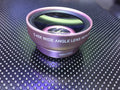 Mobile phone lens kit with wide angle, macro, and telephoto lenses in aluminium alloy frames with universal clip mount