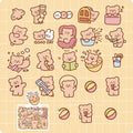 Morning Foam PET sticker pack with 40 pieces in bear and rabbit styles on a white background