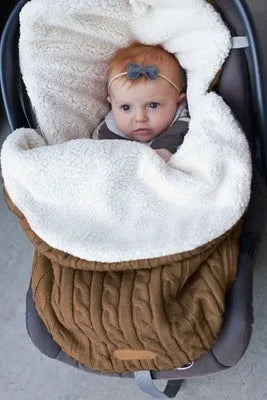 Winter baby stroller sleeping bag with lamb cashmere lining and cotton wool filling in envelope design