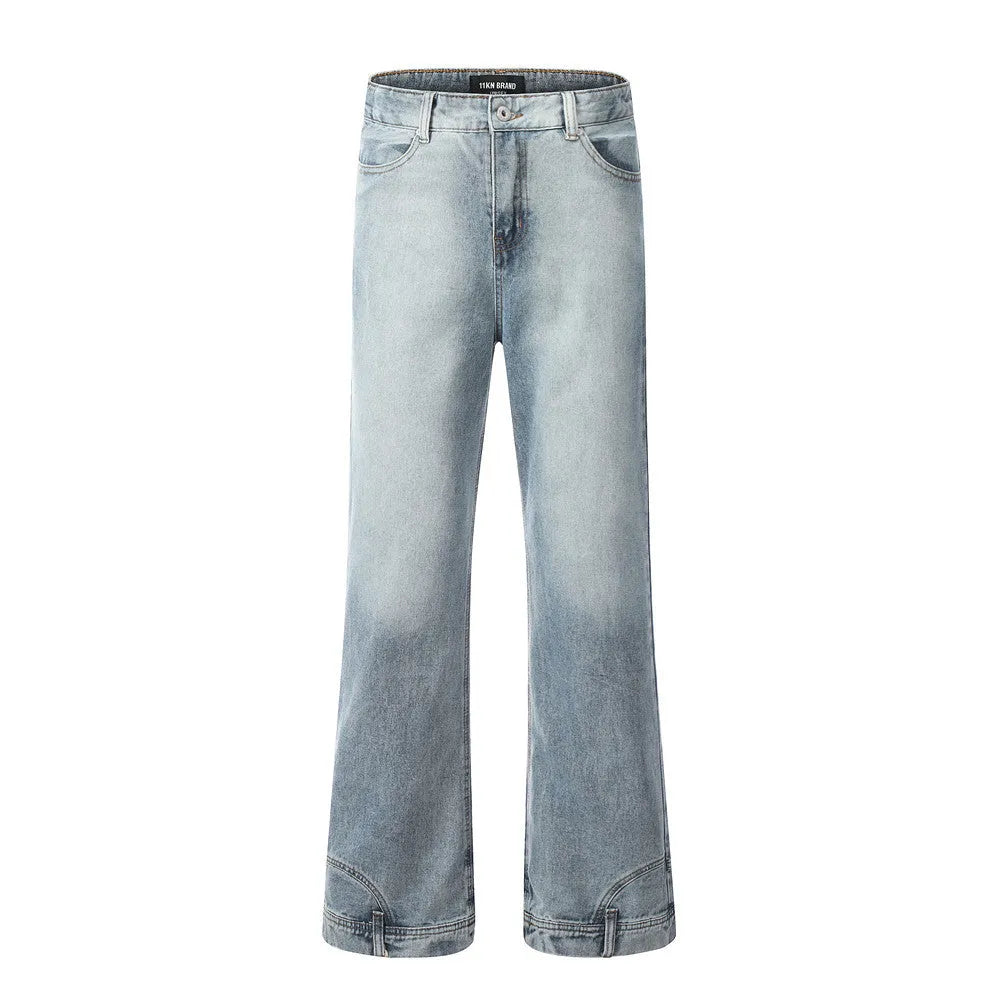 Men's blue cotton denim reverse wear jeans with mid-waist cut, size range S to XXL