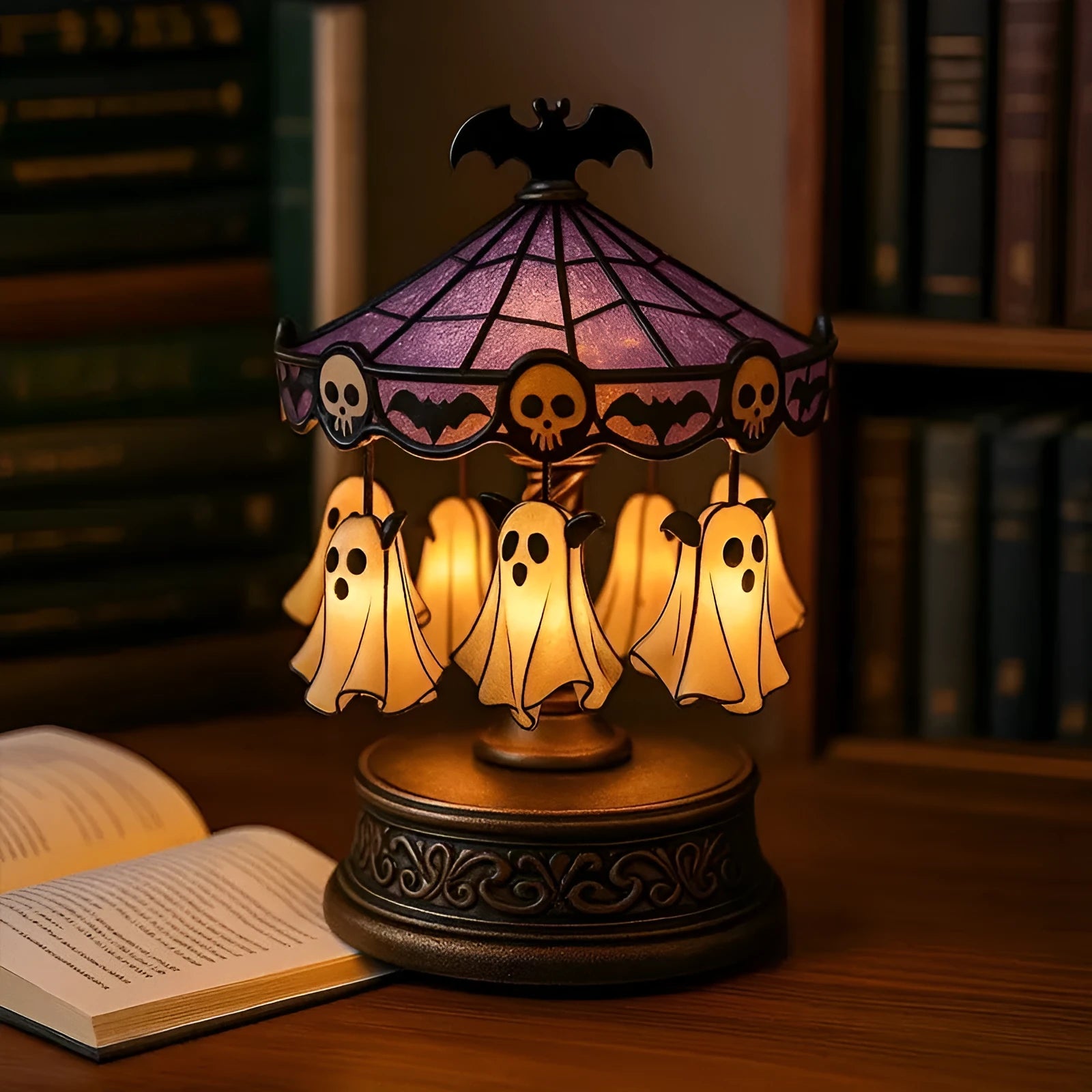 Ghost carousel night light home decorative European style artificial material lamp
