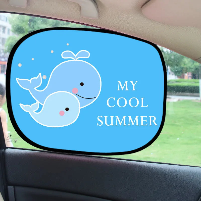Electrostatic adsorption car side window sunshade with animal designs on nylon mesh material