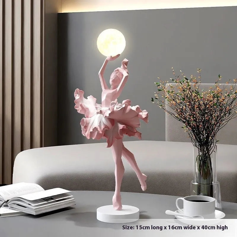 Small modern resin night lamp ornament with USB charging cable in black gold, white, pink, or light blue.