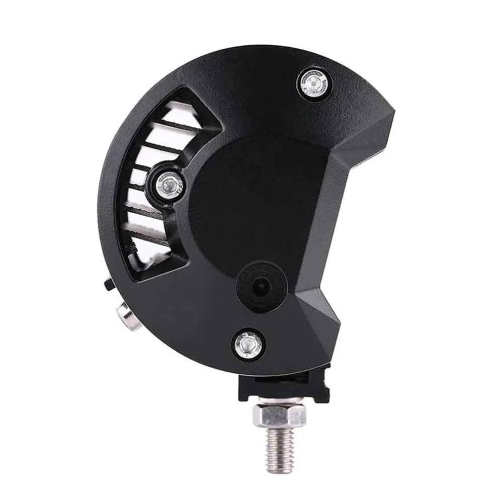 Black 5-inch dual-row LED off-road work light with aluminium alloy housing, shown with mounting bracket.