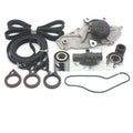 Truck engine belt and water pump replacement assembly kit with metal components