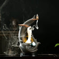 Purple sand tea pet backflow incense ornament with LED light, available in Guanyin and Tathagata styles