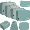 Eight-piece waterproof packing cube travel set in modern minimalist design with multiple colour options