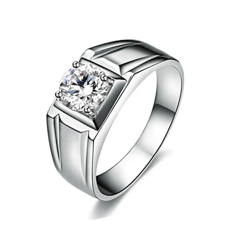 Men's adjustable copper ring with large square diamond design in gold colour finish