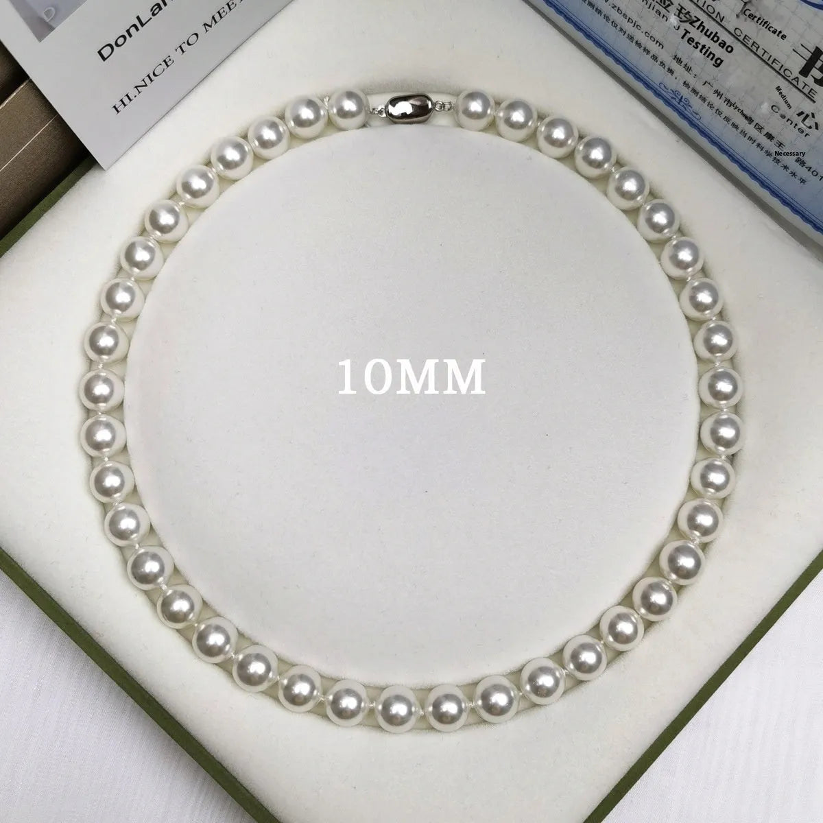 925 silver ingot buckle necklace with Australian white shell pearls on a model, unisex clavicle chain style
