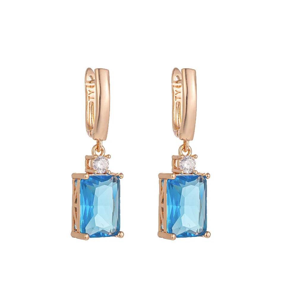 Square geometry earrings with quadrilateral design in gold or silver electroplated copper