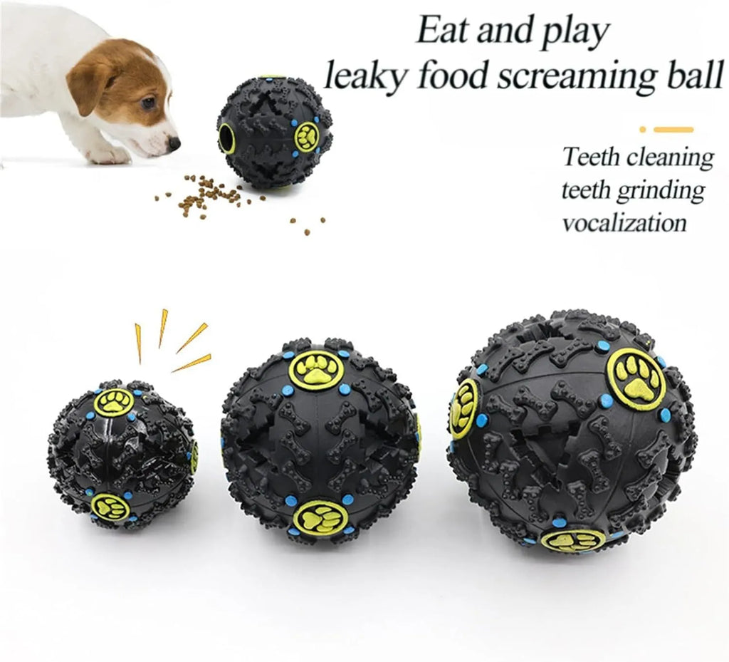 Interactive wiggly giggle dog toy – bite resistant TPU ball with meteorite bumps, available in 3 sizes (75mm, 90mm, 120mm)