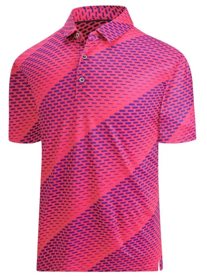 Men's 3D print short sleeve T-shirt with Japanese retro pattern and zipper details