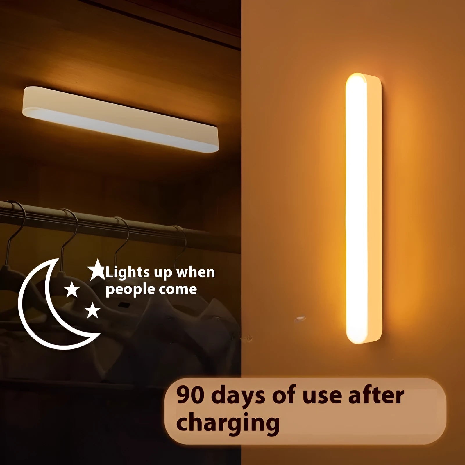 Ultra-thin geometric human body sensor rechargeable night lamp with warm light and USB charging cable