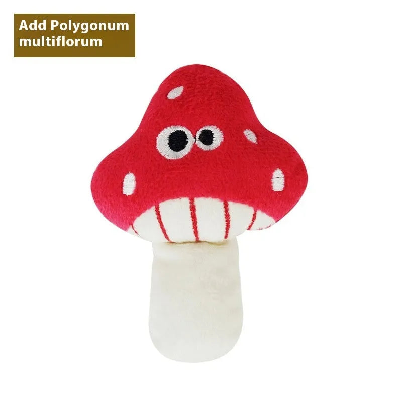 Six food-shaped catnip plush toys: burrito, cone, cucumber, mushroom, pineapple, and pizza designs