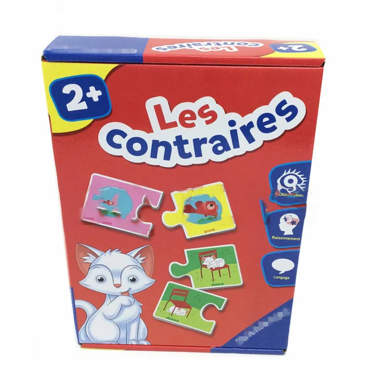 French language learning puzzle toy with 12 matching pairs for children aged 2+