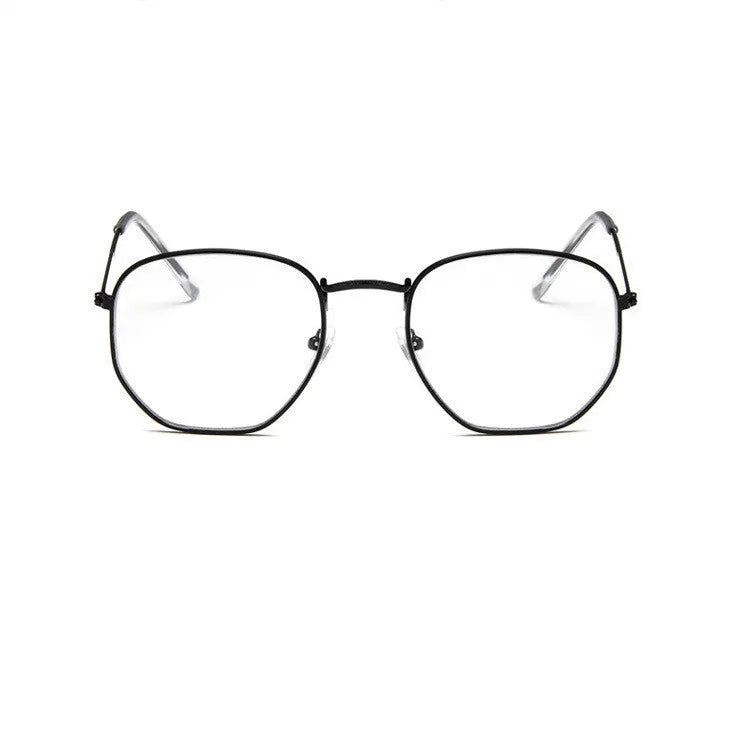 Retro street sunglasses with gold frame and transparent blue resin lenses