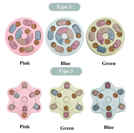 Dog eating interactive stuffy toy slow feed bowl in blue thickened PP non-slip bottom claw style