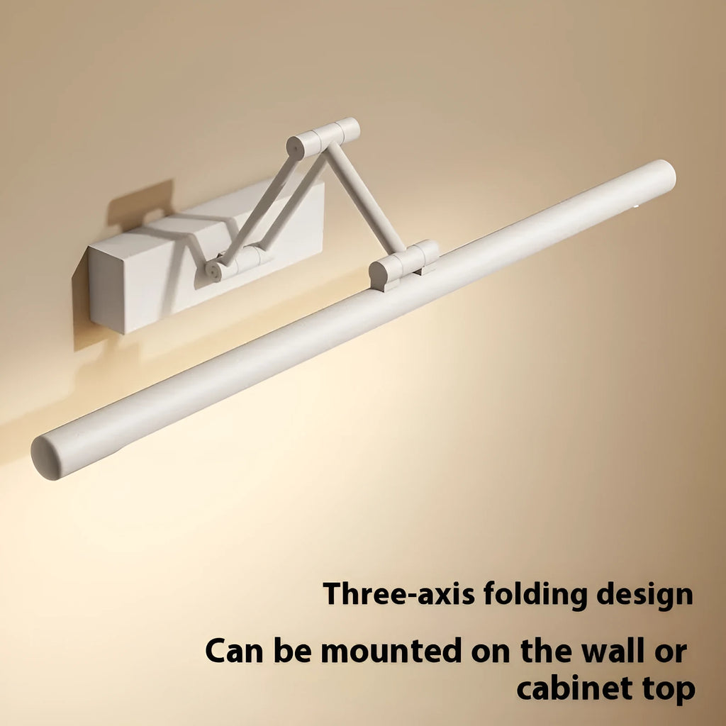 Modern bathroom LED mirror front lamp in sand black finish with adjustable lighting mounted above mirror