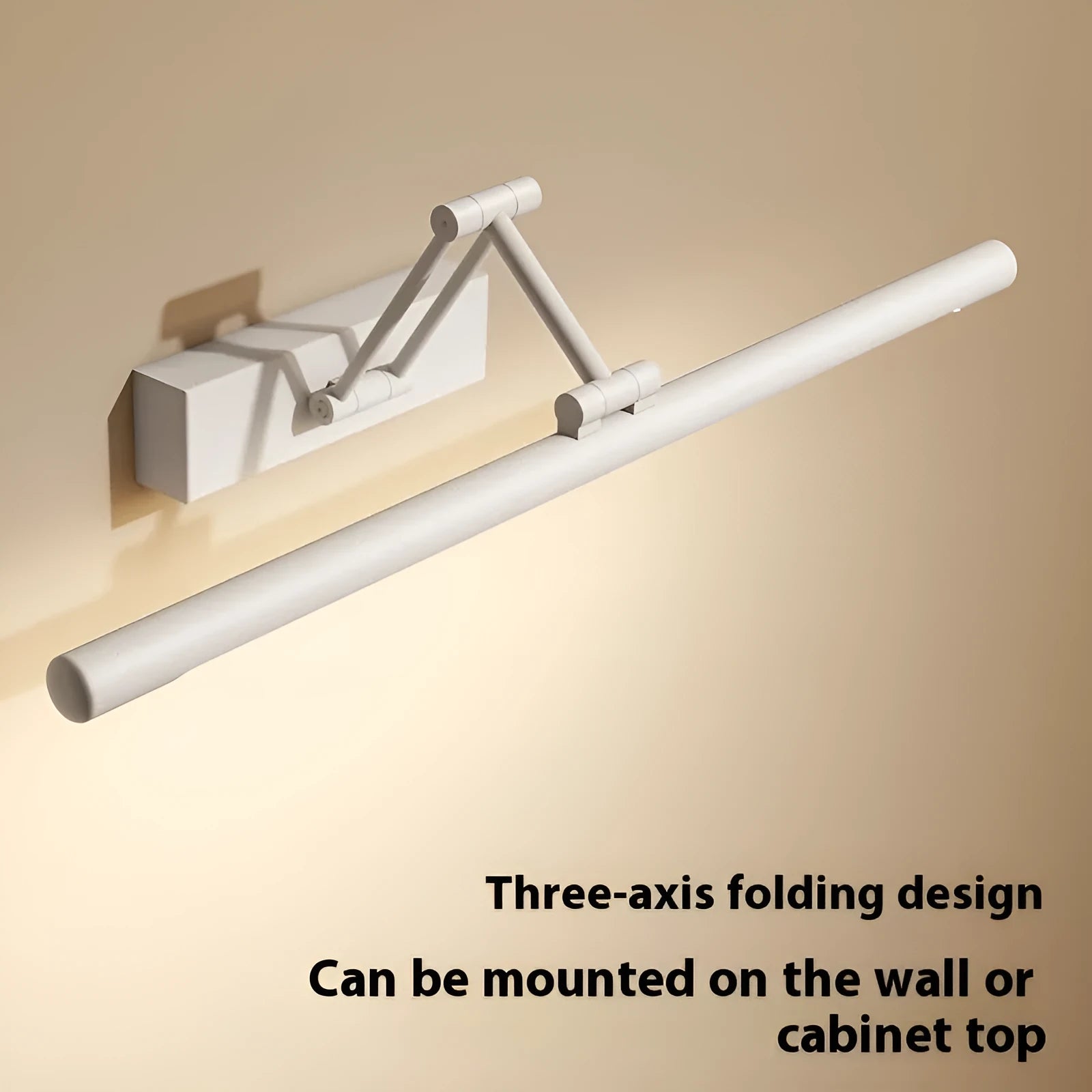 Modern bathroom LED mirror front lamp in sand black finish with adjustable lighting mounted above mirror